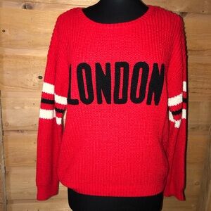 London knit sweater red / black size Large Ultra Flirt Acrylic Preloved